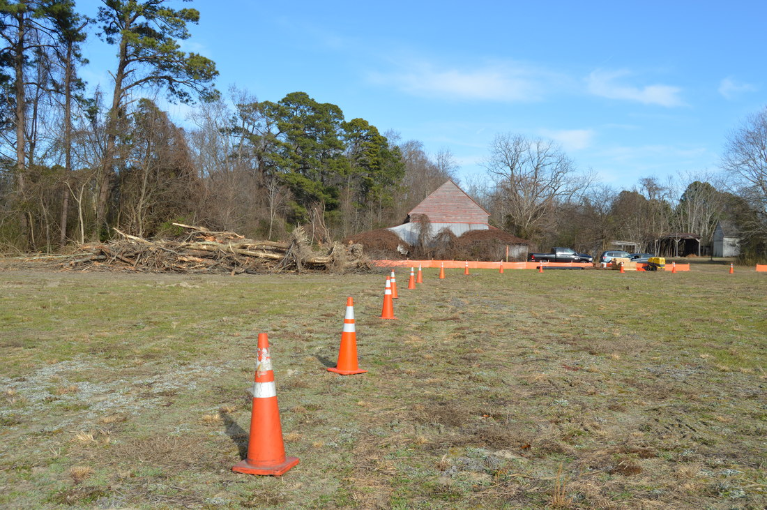 Orange Cones Surrounding Site