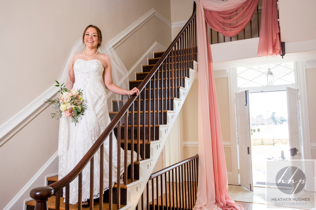 Bride on Stairs in Entryway